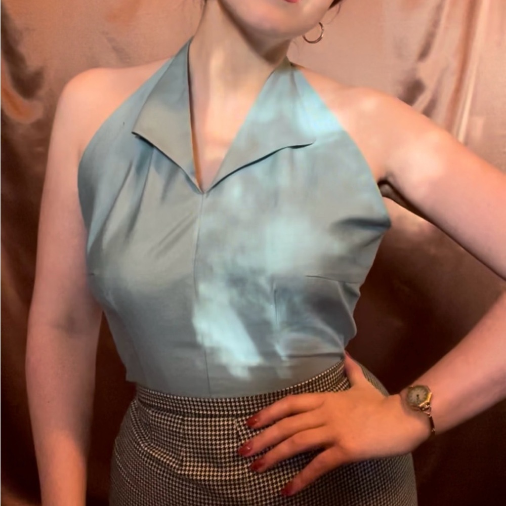1950s Blue Halter Top